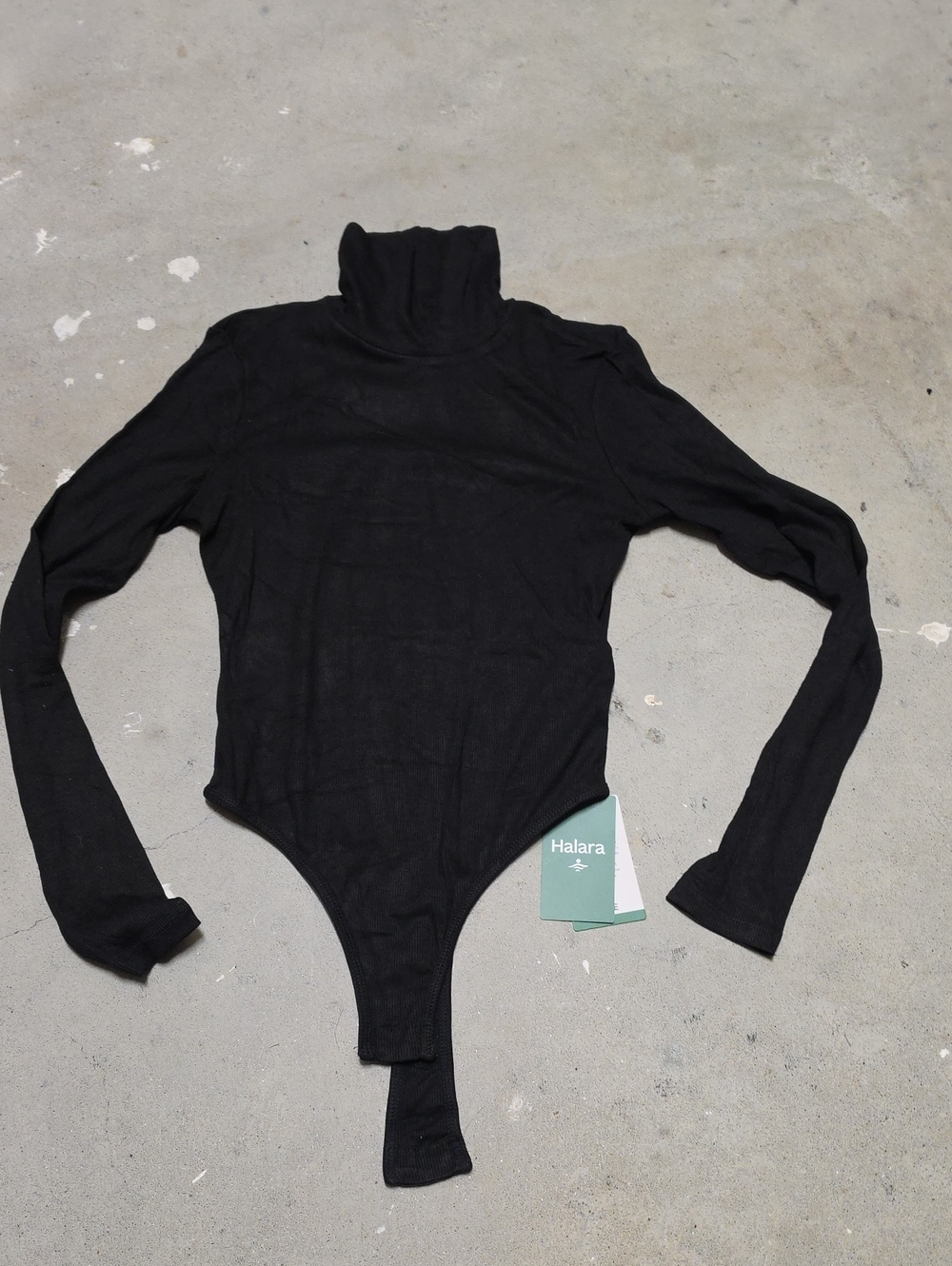 Nwt HALARA Black Long Sleeve Turtleneck Bodysuit with Snap